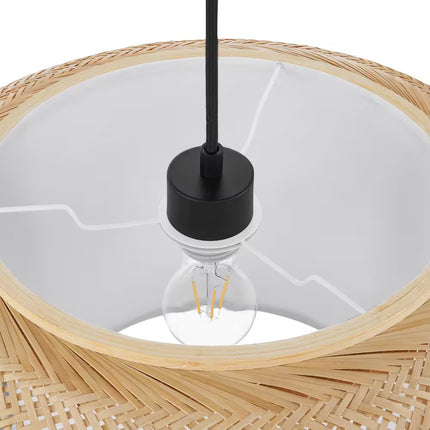 Bayneswood 60-Watt 1-Light Natural Cane Circular Pendant with Woven Shade and No Light Bulb Included