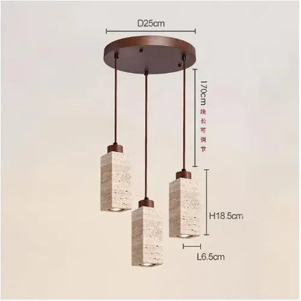 Japanese Wabi Sabi Yellow Marble Chandelier Creative Restaurant Dining Room Bar Bedroom Pendant Lamp Homestay Art Decor Lighting