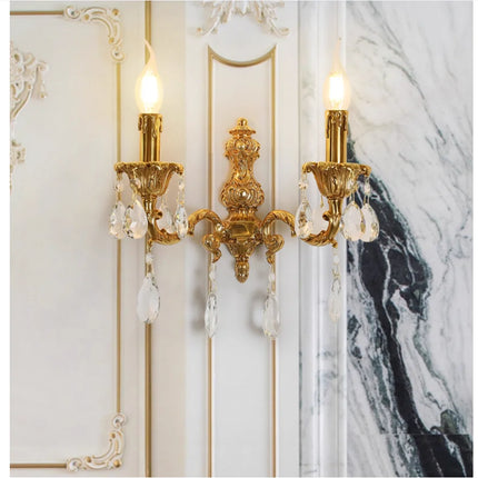 French Copper Wall Lamp Living Room Copper Wall Sconces Candle Bedroom Bedside Lighting French Villa Luxury Classic Brass Lights