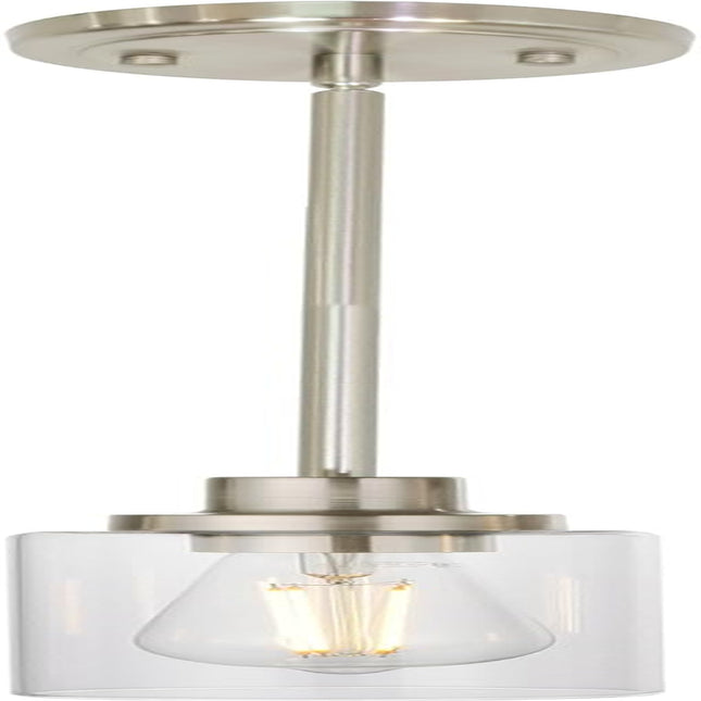 Mini Pendant Lights Brushed Nickel 1-Light with Clear Glass Shade, Contemporary Modern Light Fixtures Ceiling Hanging for Dining Room Kitchen Island Sink