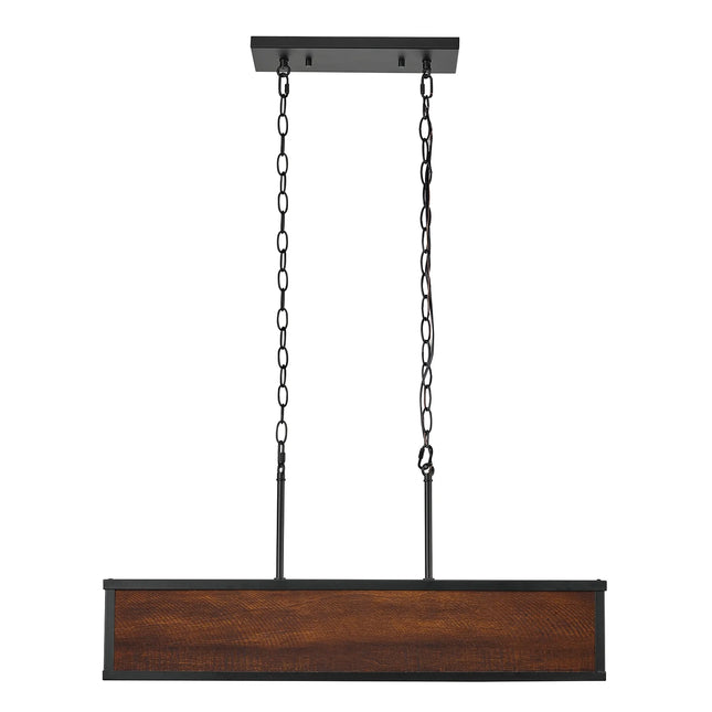 Johnnie Faux Wood 28W Integrated LED Dimmable Pendant Lighting with Matte Black Accents, 60334