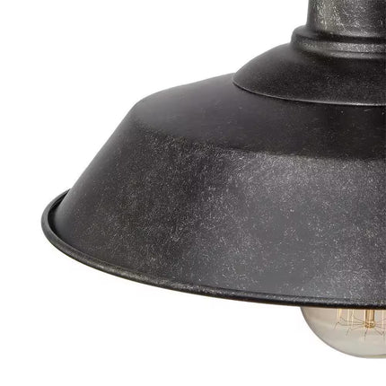 Farmhouse 1-Light Rust Black Barn Pendant Light with Metal Shade Cottage Foyer Island Pendant Lantern, LED Compatible