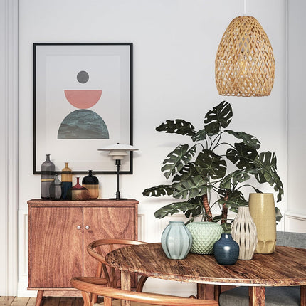 Electric 61090 Rio 1-Light Pendant Light, Light Twine Shade, White Socket, White Cloth Hanging Cord