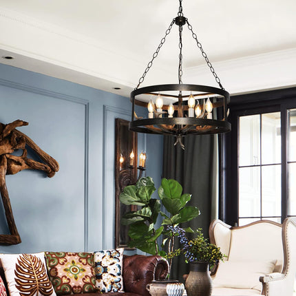 Farmhouse Pendant Light Fixture Antler Chandelier Black Gold Sweep Metal Resin Retro Pendant Light6-Light D20 H29 Rustic Chandeliers Farmhouse & Kitchen Island Dining & Living Room