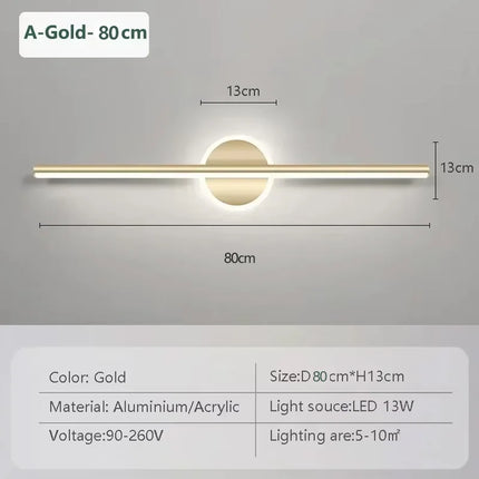 Modern LED Mirror Lamp 40/55cm Wall Light Bathroom Toilet Black Gold Long Strip Fixture Home Decor Led Lighting Lamps Lustre