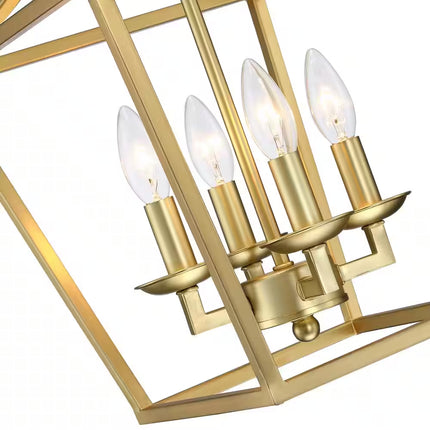 Alfa 12 In. 4-Light Caged Pendant Light with Soft Gold Finish