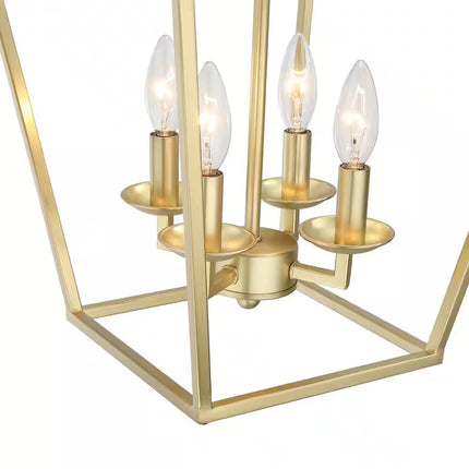 Alfa 12 In. 4-Light Caged Pendant Light with Soft Gold Finish