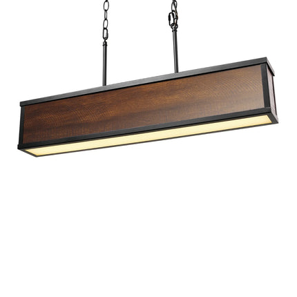 Johnnie Faux Wood 28W Integrated LED Dimmable Pendant Lighting with Matte Black Accents, 60334