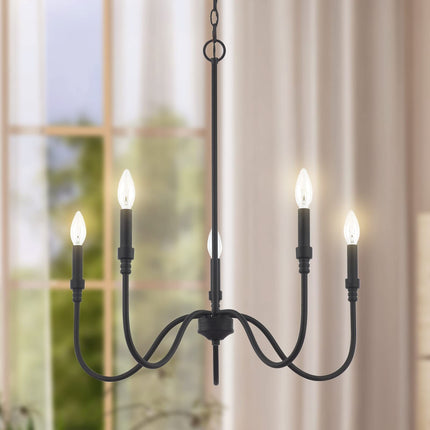 5-Light Farmhouse Chandelier Lighting Fixture, Linear Pendant Light for Kitch...