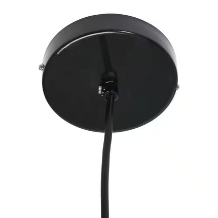 Simone 60-Watt 1 Light Black Globe 14 In. Pendant Light with Capiz Shade
