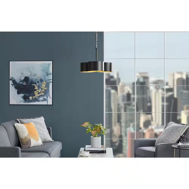 3LT/3 Shade Pendant Brushed Nickel, White Inside
