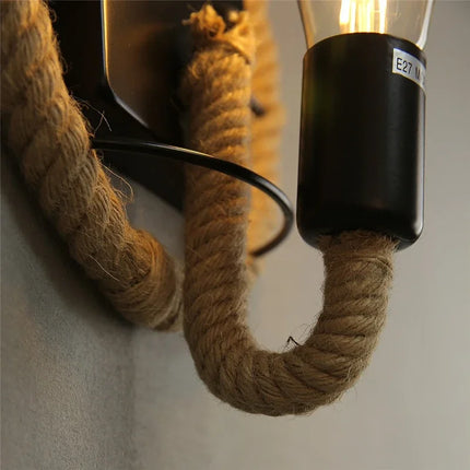 American Country Hemp Rope Wall Lamps Retro Light Wall Sconce Beside Living Loft Lighting Stairs Vanity Light Indoor Wall Lights