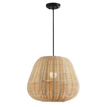16.5" Architectural Natural Woven Pendant Light, Adjustable Cord