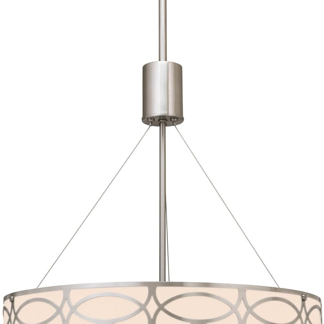 Sienna 19" 3-Light Metal Drum Chandelier + Glass Diffuser, Brushed Nickel Finish