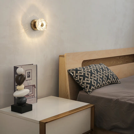 Nordic Luxury Crystal Lotus Wall Lamp Bedroom Bedside Led Indoor Background Light Modern Decor Corridor Lighting Aisel Sconce