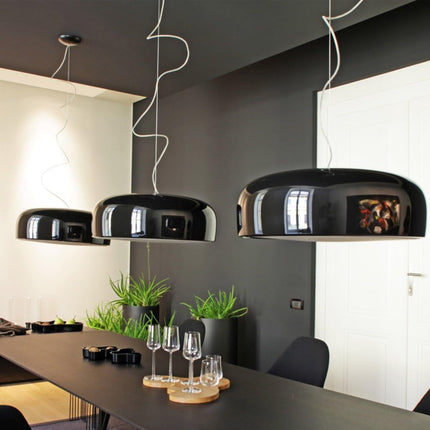 Modern Bowl Pendant Light Fixture for Dinner Room Bedroom Living Room W19 XH6.3 Black