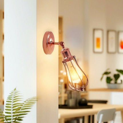 Industrial Vintage Retro Rose Gold Sconce Wall Light Lamp Fitting