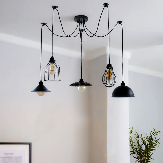 5Way Vintage Industrial Ceiling Lamp Shade Chandelier Retro Spider