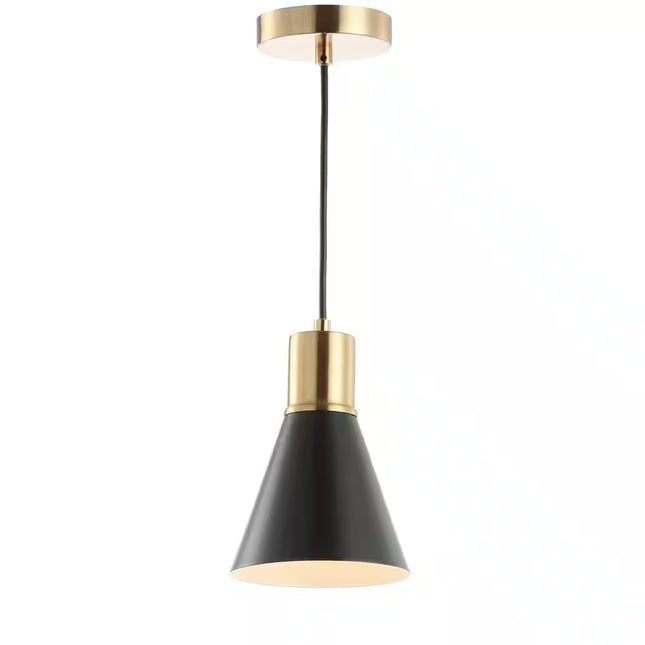 Apollo 6 In. 1-Light Black/Brass Gold Metal LED Pendant Light