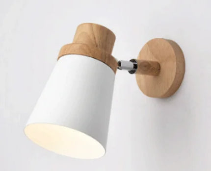 Nordic Design Led Indoor Wall Lamp Metal Lampshade Wood Bedside Corridor Vanity Light Luminaire Wall Sconce Home Deco Room Lamps