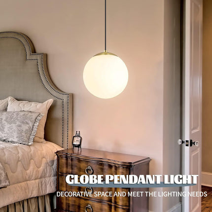6-Inch Mini Modern Globe Pendant Light Opal Glass with Brass Finish Contemporary