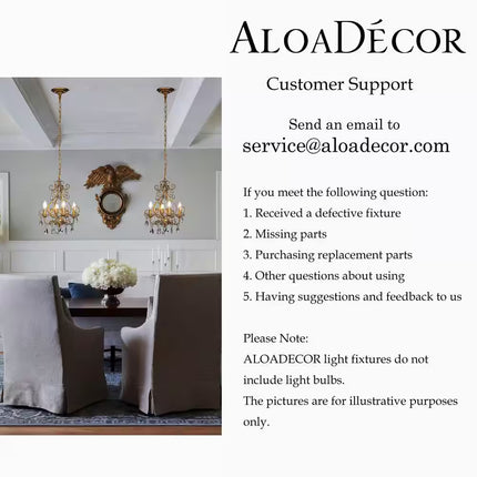 4-Light Antique Gold Crystal Candlestick Chandelier 13 In. Pendant Light with Teardrop Beads