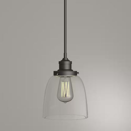 1-Light Oil Rubbed Bronze Mini Pendant Light Fixture with Clear Glass Shade