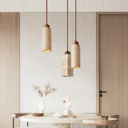 Japanese Wabi Sabi Yellow Marble Chandelier Creative Restaurant Dining Room Bar Bedroom Pendant Lamp Homestay Art Decor Lighting