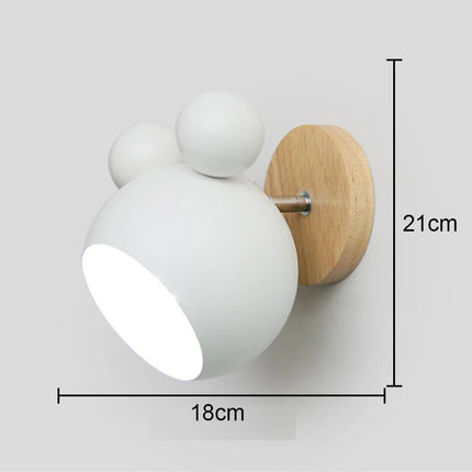 Nordic Wooden Wall Lights Bedside Lamp Modern Wall Sconce for Bedroom Reading White Lampshade Steering Head E27 Home Lighting