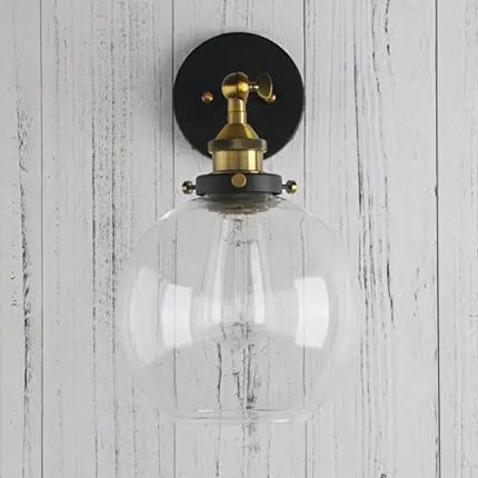 Sconce Vintage Industrial 1-Light Rustic  Mount Light Fixture with 7.9" Round Clear Glass  Shade (Antique)