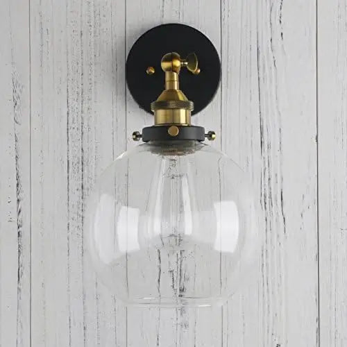 Sconce Vintage Industrial 1-Light Rustic  Mount Light Fixture with 7.9" Round Clear Glass  Shade (Antique)