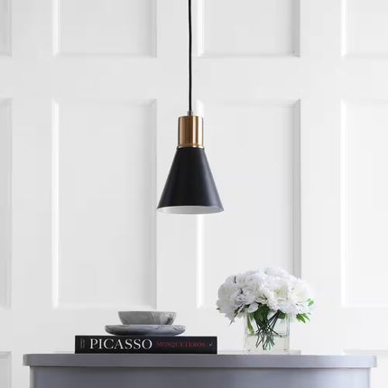 Apollo 6 In. 1-Light Black/Brass Gold Metal LED Pendant Light