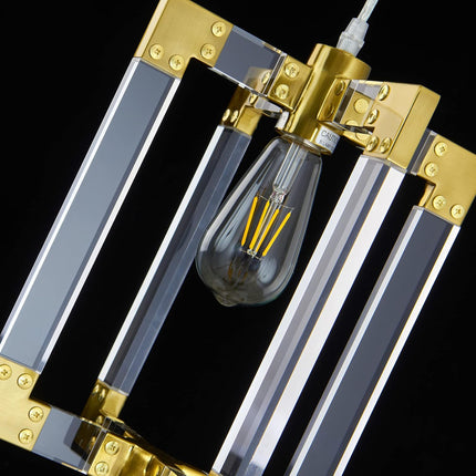 Gold Pendant Light Fixtures with Brushed Brass Finish,1-Light Modern Linear Chandelier Light Fixture for Dining Room,Kitchen Island,Living Room,Bathroom,Bedroom