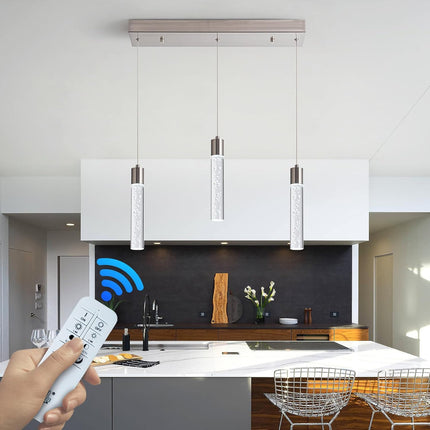 Modern Pendant Light with Adjustable Height - Brushed Nickel & Cylinder Island Lights, 3000-6000K Dimmable Kitchen Pendant Lighting for Kitchen Island, Dining Room, Bar Counter