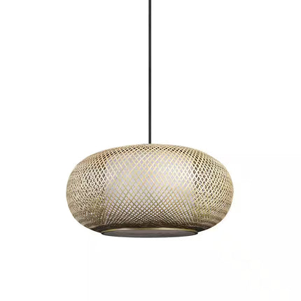 Bayneswood 60-Watt 1-Light Natural Cane Circular Pendant with Woven Shade and No Light Bulb Included