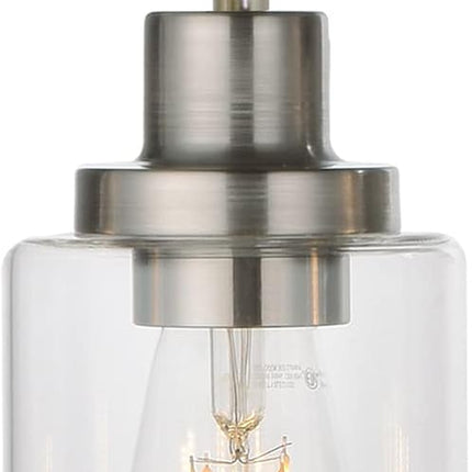 Mini Pendant Lights Brushed Nickel 1-Light with Clear Glass Shade, Contemporary Modern Light Fixtures Ceiling Hanging for Dining Room Kitchen Island Sink