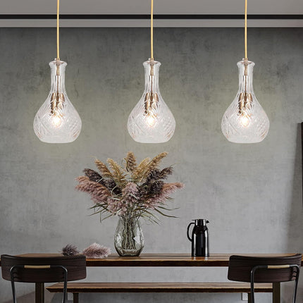 Glass Modern Pendant Light Hanging Adjustable Gold Pendant Lighting for Kitchen Island with Unique Glass Shade Pendant Light Fixtures Indoor Pendant Lamp