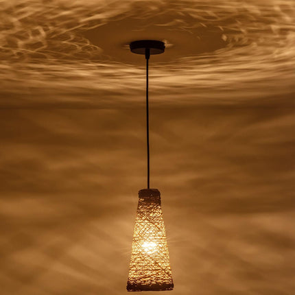 Woven Pendant Lighting, Modern Boho Brown Mini Pendant Lighting Fixture for Kitchen Dining Room Bedroom