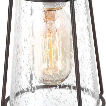 Farmhouse Pendant Lighting, Mini Rustic Hanging Light Fixture with Seeded Glass Shade for Kitchen Island, Foyer, Hallway, Bedroom and Entryway, Bronze