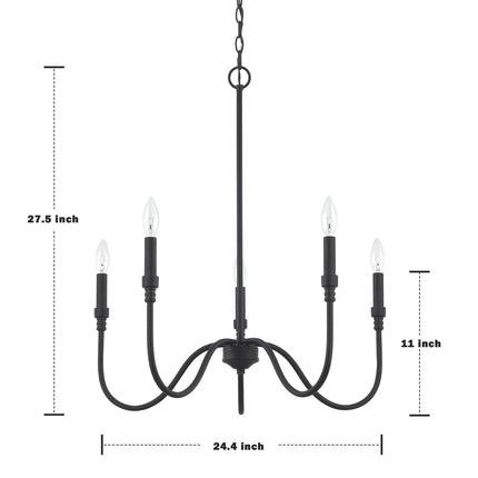 5-Light Farmhouse Chandelier Lighting Fixture, Linear Pendant Light for Kitch...