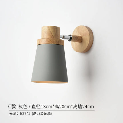 Nordic Design Led Indoor Wall Lamp Metal Lampshade Wood Bedside Corridor Vanity Light Luminaire Wall Sconce Home Deco Room Lamps