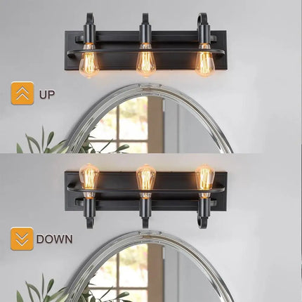 Industrial 3-Light Vanity Sconce Fixture Modern Bathroom Wall Lighting Ideal Living Room Bedroom Farmhouse Decor Durable Metal
