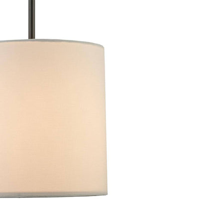 10 In. 1-Light Black Drum Pendant Light Fixture with Linen Shade