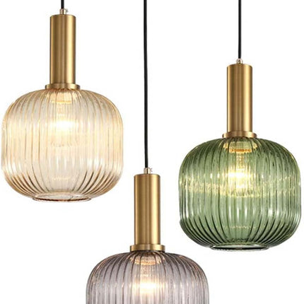 MZSUS 7.8'' Glass Pendant Light,Gold Copper Pendant Light Socket with Green Glass Pendant Lamp Shade,Led Hanging Lamp (Green)
