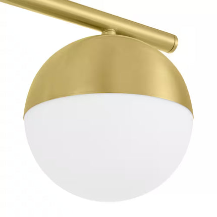 Palla 4-Light Gold Globe Linear Pendant Light with Frosted Glass Shade
