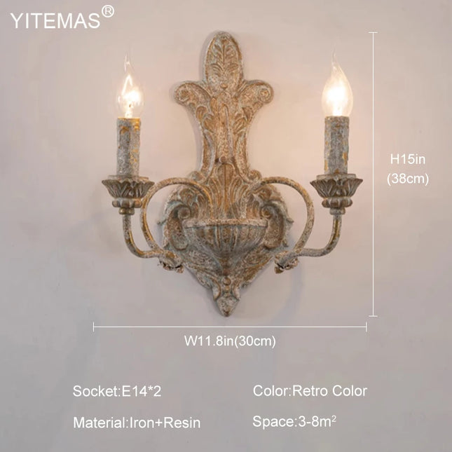 Retro Wooden Wall Lamps Vintage Bedroom Bedside Wall Sconce With 2 Lights Loft Interior Wood Wall Lighting Fixtures For Home