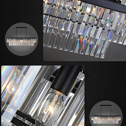 Crytal Chandeliers Rectangular Pendant Light Fixture Black Chandelier with K9 Crystal