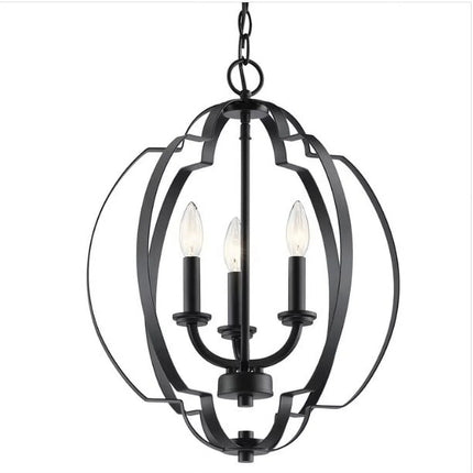 5 Light Rustic Chandelier Ceiling Light Farmhouse Pendant Light Metal Frame Pendant Light for Living Room,Kitchen, Bedroom,Entry, Black