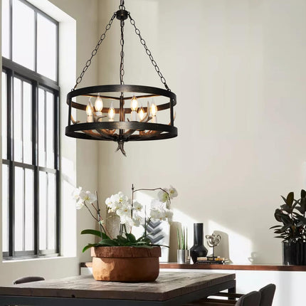 Farmhouse Pendant Light Fixture Antler Chandelier Black Gold Sweep Metal Resin Retro Pendant Light6-Light D20 H29 Rustic Chandeliers Farmhouse & Kitchen Island Dining & Living Room