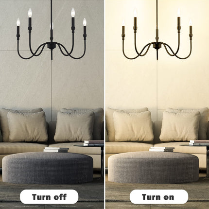 5-Light Farmhouse Chandelier Lighting Fixture, Linear Pendant Light for Kitch...